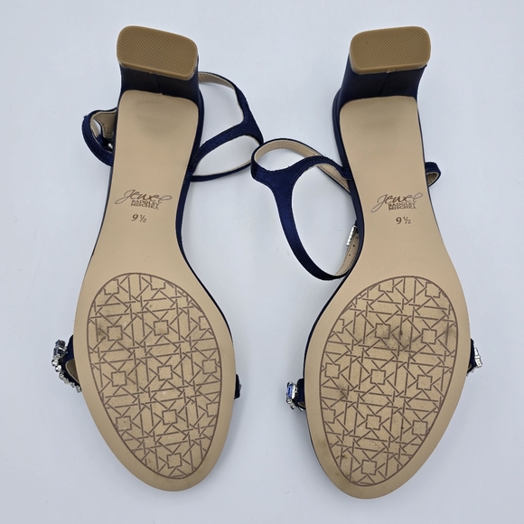 Jewel Badgley Mischka Dagny Strappy Low Block Heel Sandals, Navy Blue, Women 9.5 - Picture 12 of 16